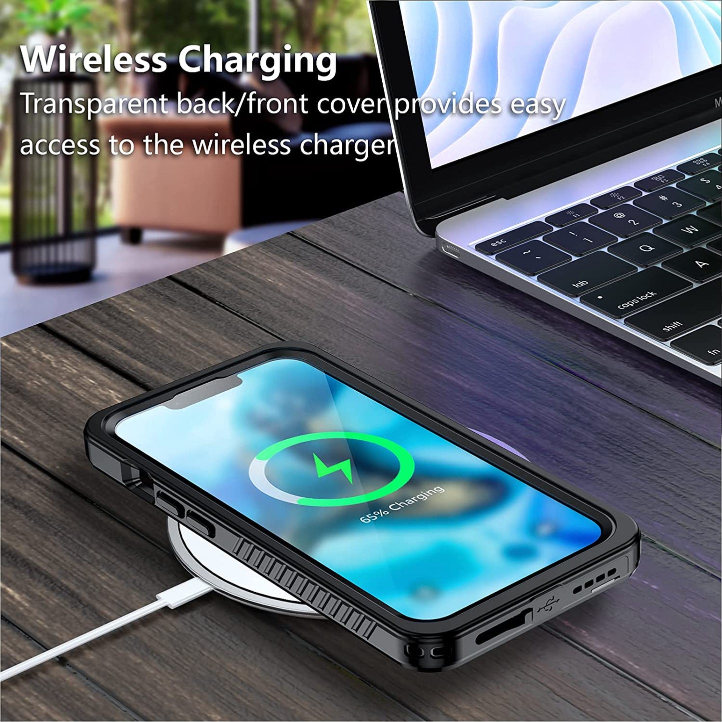 OAKTREE iPhone 13 6.1" MagSafe Waterproof Shockproof Full-Body Rugged Magnetic Case - Black/Clear