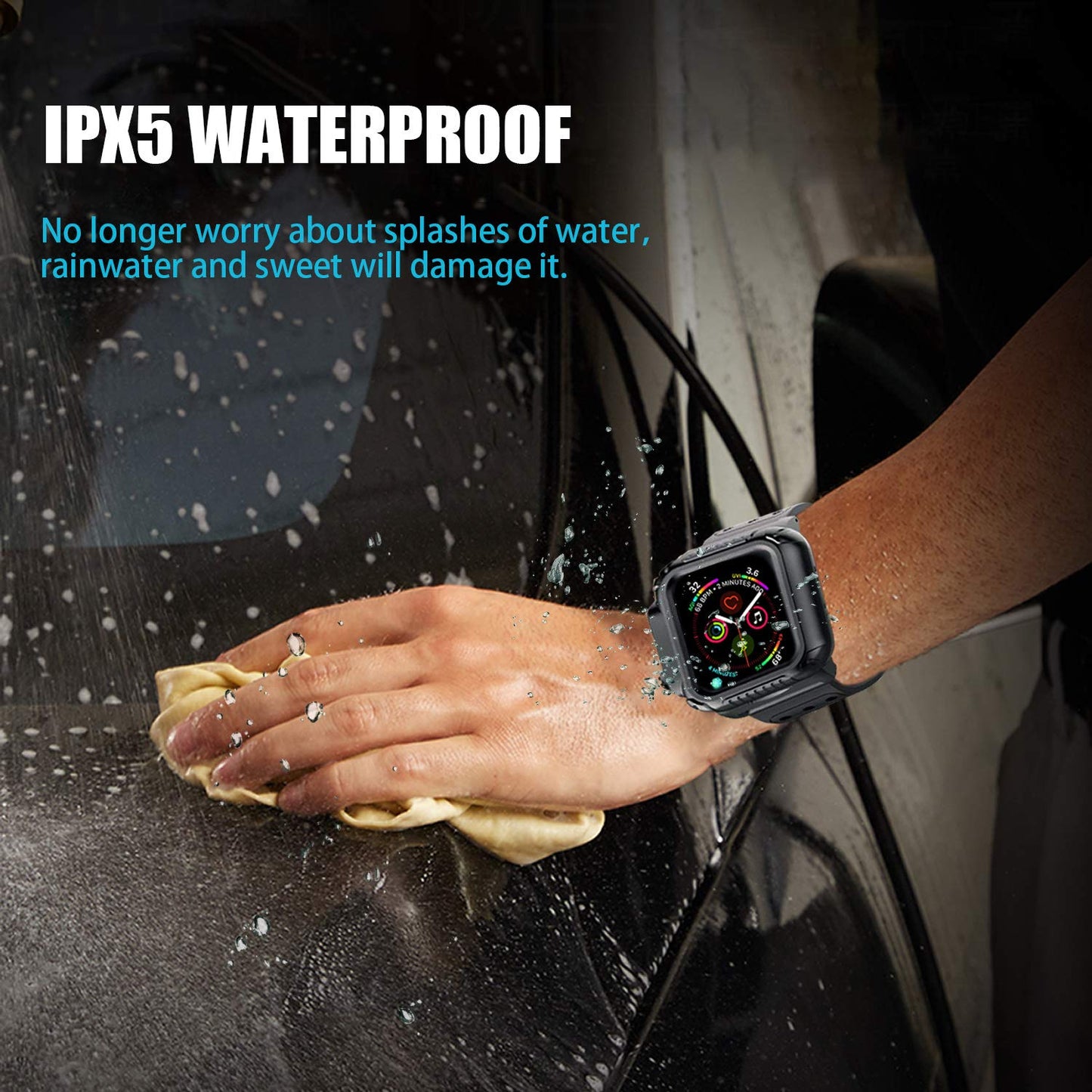 OAKTREE IP68 Waterproof Rugged Case with Premium Soft Silicone Band for Apple Watch 6 / 5 / 4/SE /SE 2 Series (44mm)