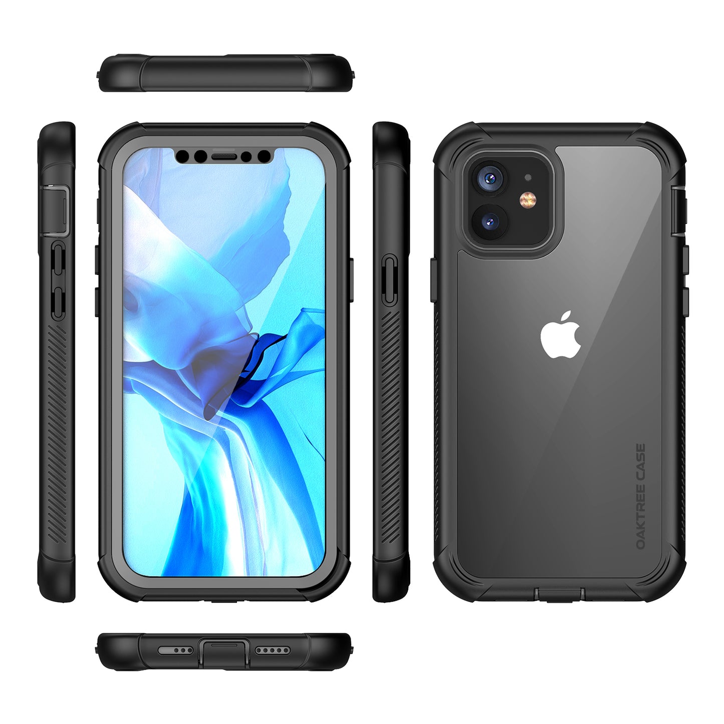 OAKTREE iPhone 12 Mini Full-Body Rugged Clear Case with Built-in Screen Protector