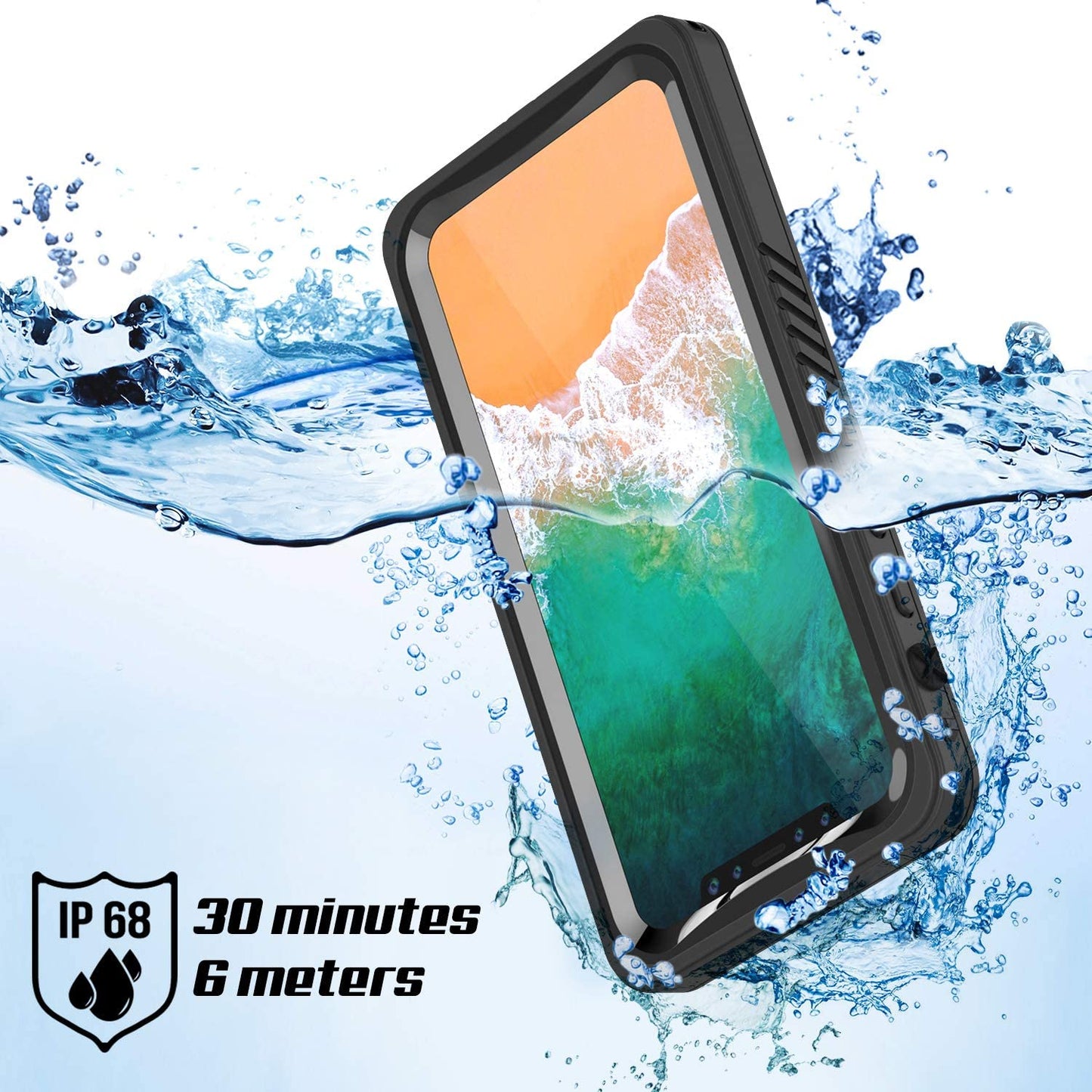 OAKTREE ShockProof WaterProof Full-Body Case for iPhone X/XS - Black/Clear Back