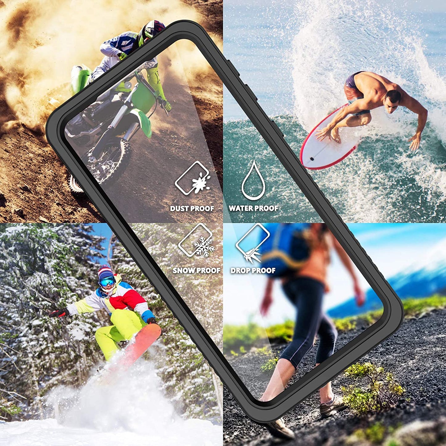 OAKTREE Samsung Galaxy S21 Ultra 6.8 inch Shockproof Waterproof Rugged Case - Black/Clear