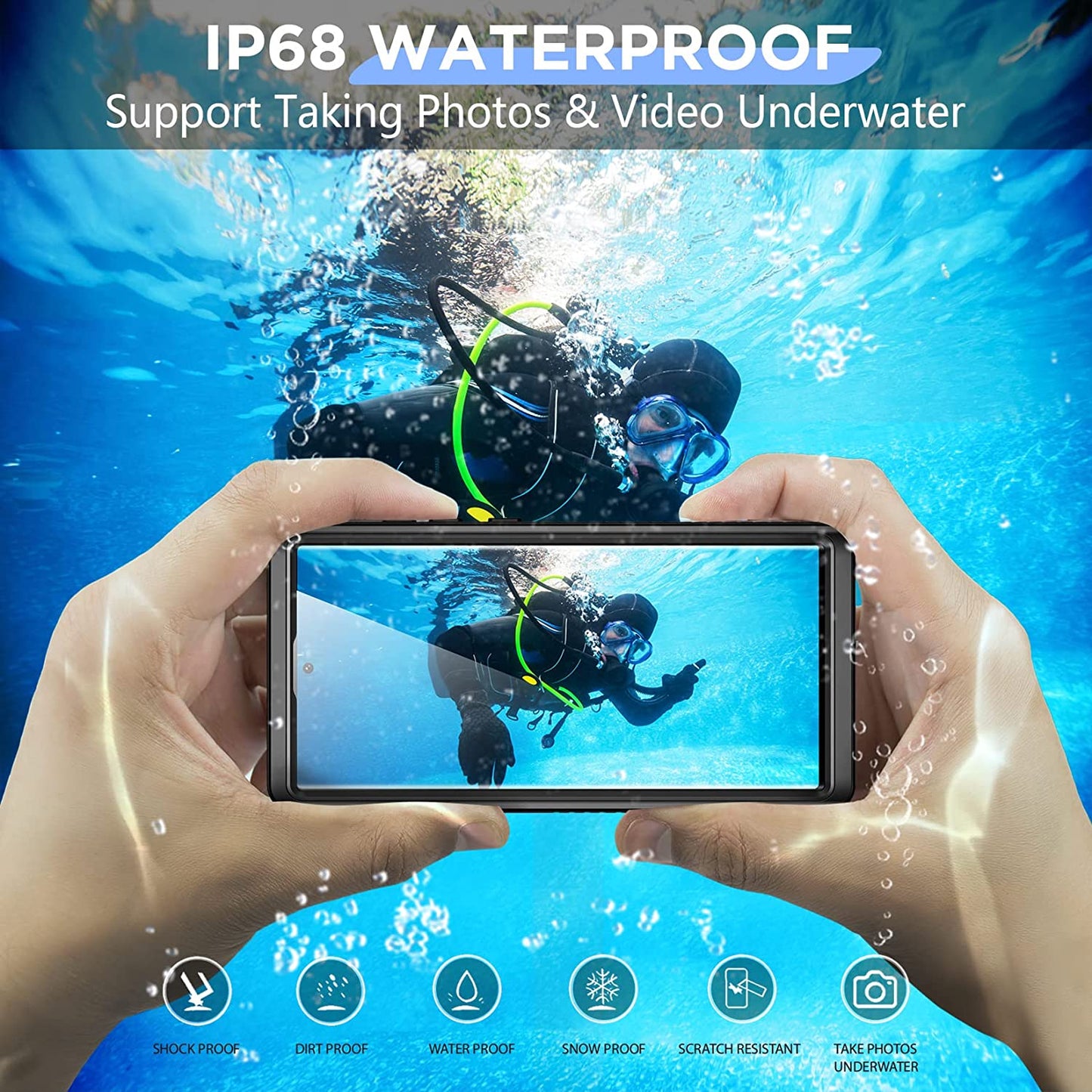 OAKTREE Samsung Galaxy S23 Ultra 6.8 inch Shockproof Waterproof Full-Body Rugged Case - Black/Clear