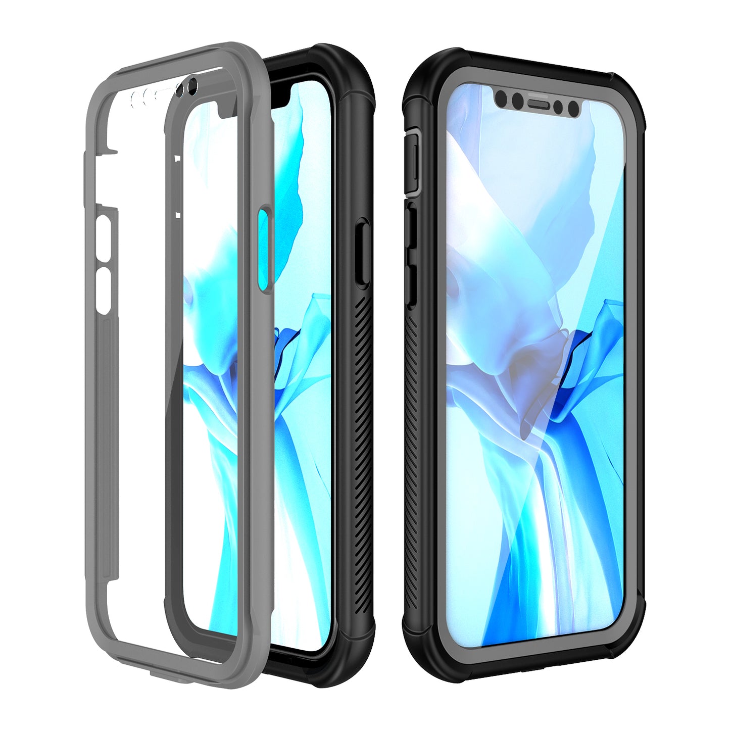 OAKTREE iPhone 12 Full-Body Rugged Clear Case with Built-in Screen Protector