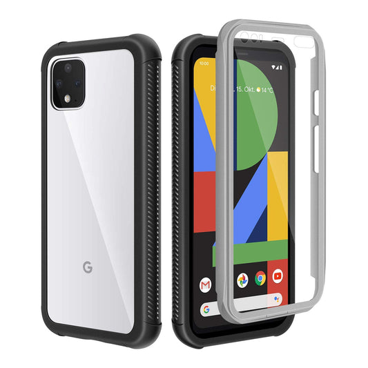 Oaktree Google Pixel 4 Full Body Rugged Clear Case with Built-in Screen Protector