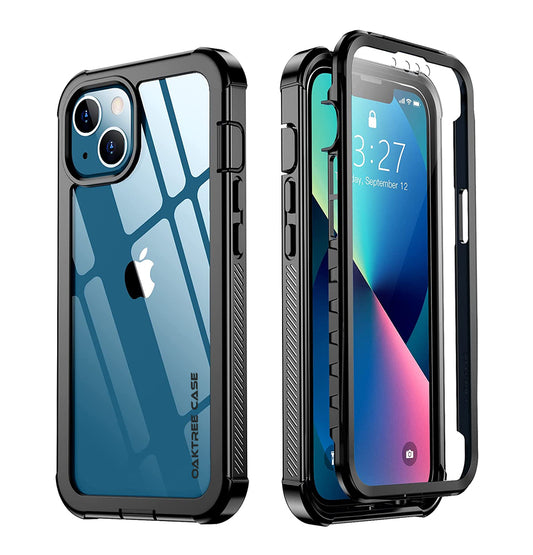 OAKTREE iPhone 13 6.1" Full-Body Rugged Case with Built-in Screen Protector -  Black/ Clear