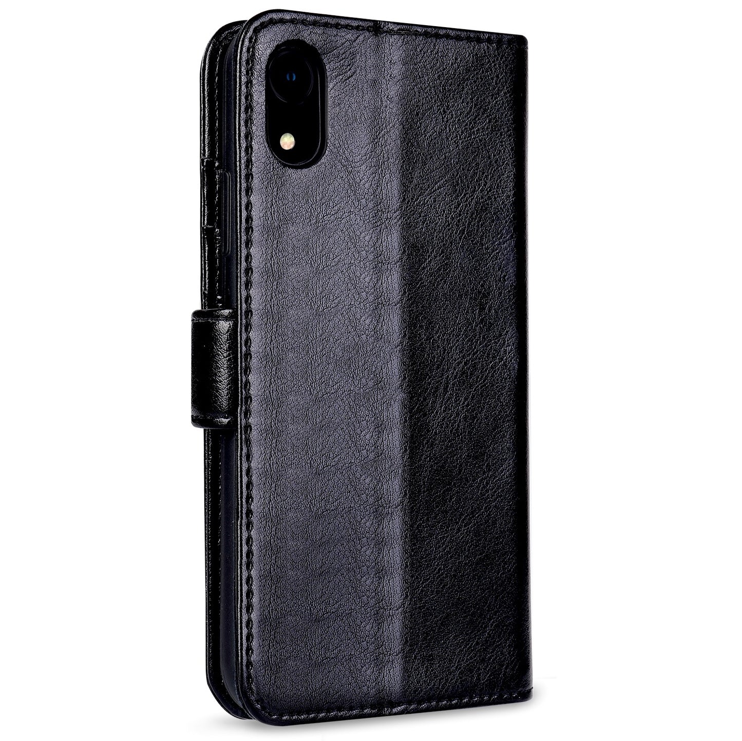 OAKTREE iPhone XR Premium Leather Slim Wallet Cover - Black