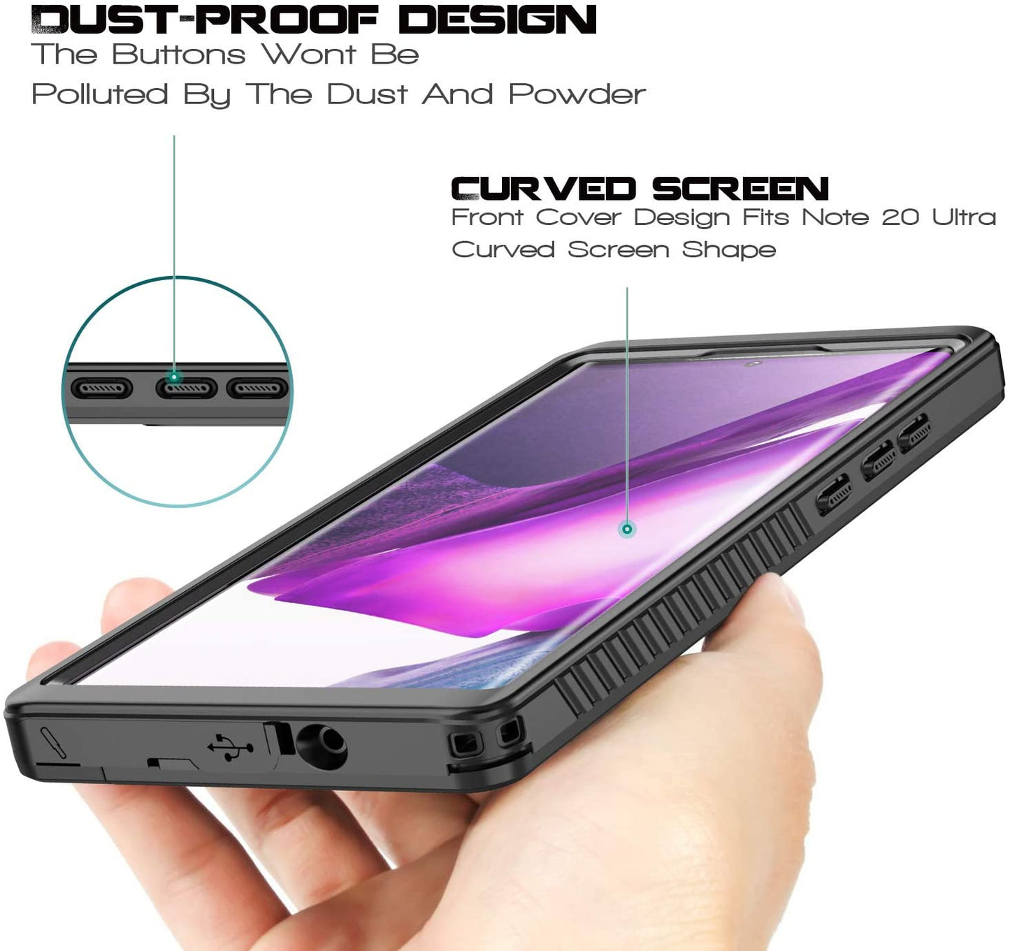 OAKTREE Samsung Galaxy NOTE 20 Ultra 5G Shockproof Waterproof Full-Body Rugged Case - Black/Clear