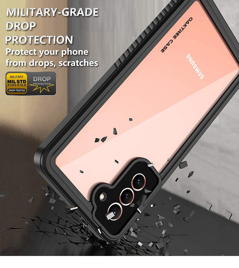 OAKTREE Samsung Galaxy S21+ Plus Shockproof Waterproof Rugged Case - Black/Clear