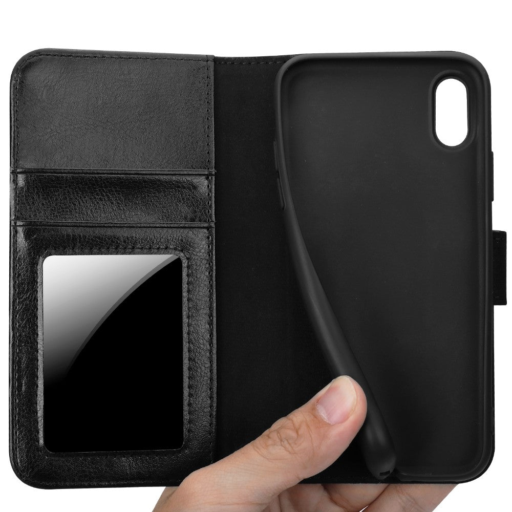 OAKTREE Luxury Full Grain Leather Wallet Case for iPhone X/Xs  - Black