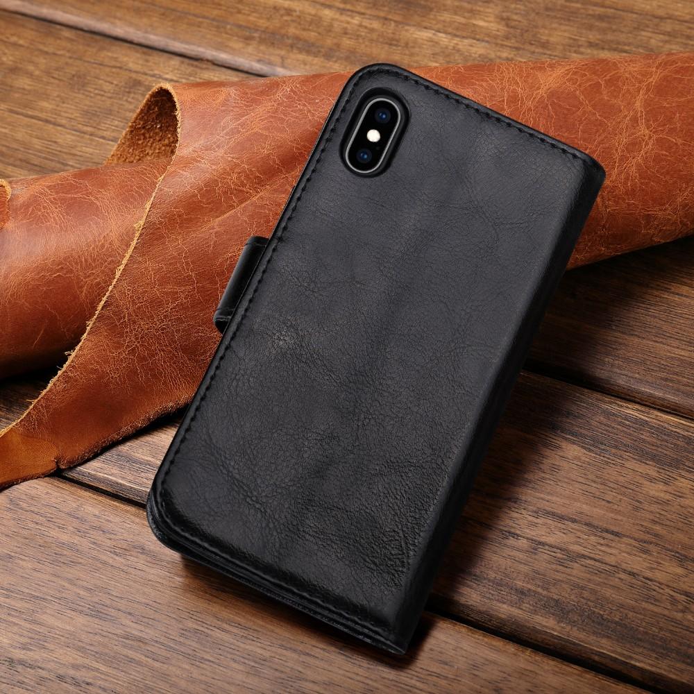OAKTREE iPhone XR Premium Leather Slim Wallet Cover - Black